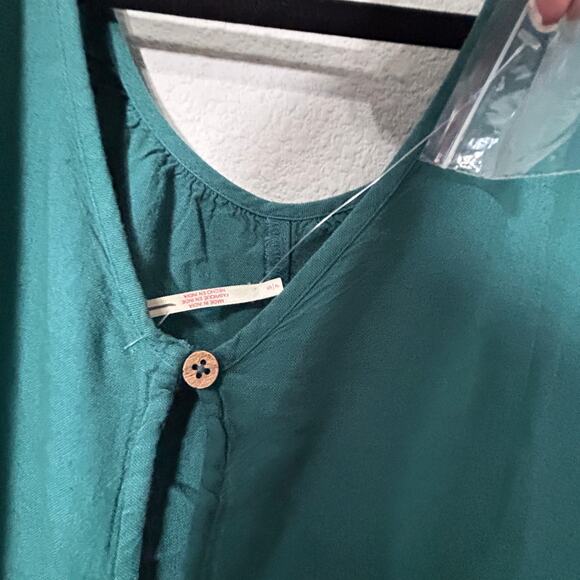 NEW Free People Milo One-Piece Jumpsuit Hunter Green XS Linen Billow Boho Roomy - Picture 10 of 12